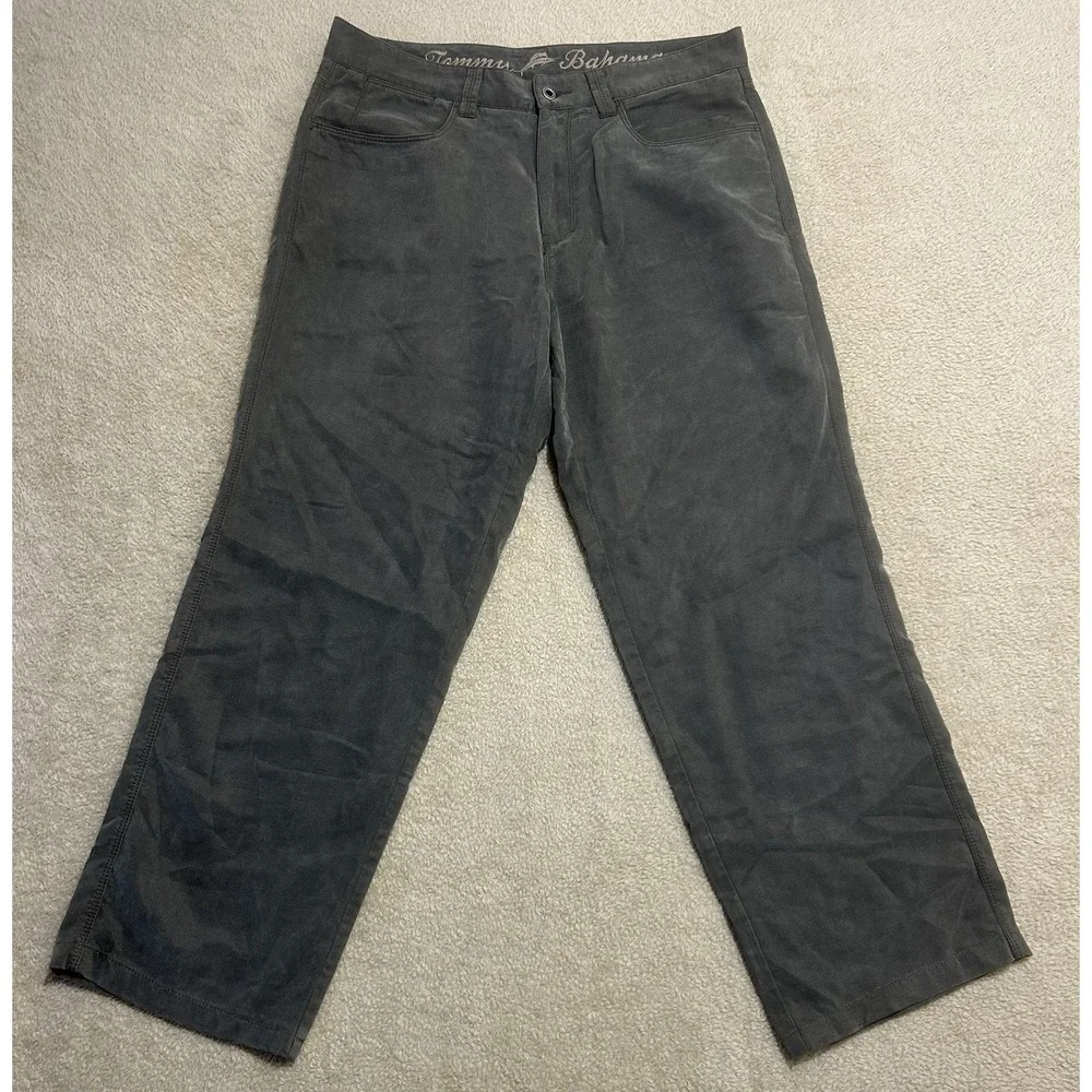Tommy Bahama Pants Men's 34 Olive Green Straight Leg Casual Adult Lyocell